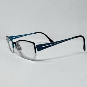 FYSH UK 3535 236 Blue Black Semi Rimless Eyeglass Frames 55-17-140